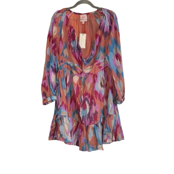 Banjanan Macaw Ikat Amber Multi Cotton Voile Dress Size XL - Picture 5 of 11